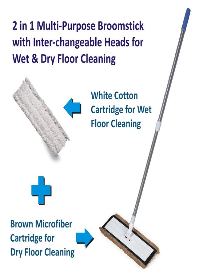 Vimal All-Clean (2 in 1) Multi-Purpose Broomstick with 2 Inter-Changeable Microfiber/Cotton Velcro Pads for Wet & Dry Floor Cleaning | Ceramic/Wood/Laminate/Marble/Tile Cleaner - Image 2